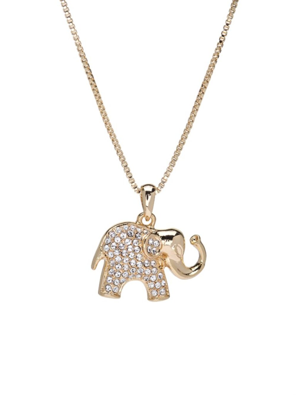 NWT Gold Elephant Necklace With Swarovski Crystal Accents